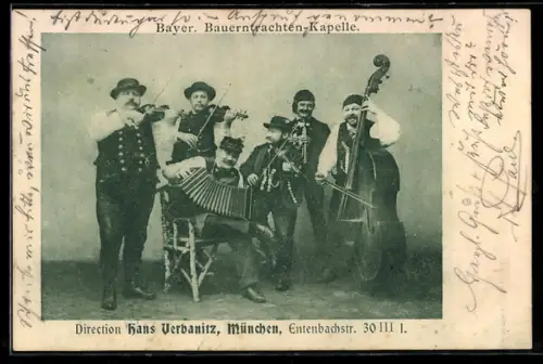 AK Bayer. Bauerntrachten-Kapelle Hans Urbanitz, Gruppenbild mit Instrumenten