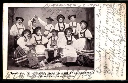 AK Innthaler Singvögel Hans Gumbrecht, Gruppenbild mit Zither