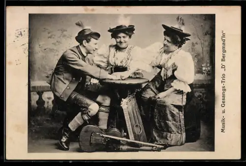 AK Musiktrio D` Bergmad`ln, Portrait mit Instrumenten