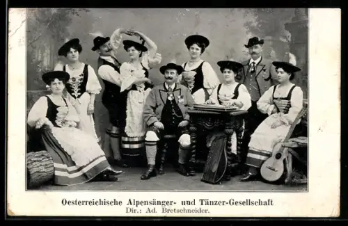 AK Österr. Alpensänger- u. Tänzer-Gesellschaft Ad. Bretschneider, Gruppenbild