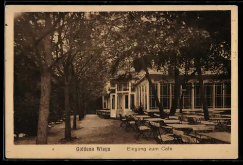AK Hamburg-Haake, Gaststätte Goldene Wiege O. Flügge, Eingang zum Cafe