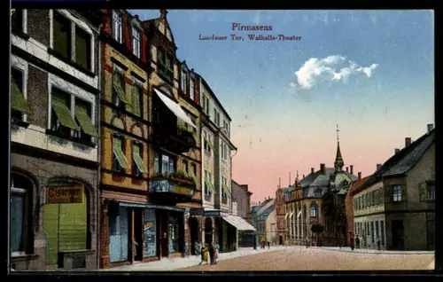 AK Pirmasens, Landauer Tor, Walhalla-Theater, Strassenpartie