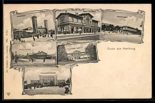 AK Hamburg, Berliner, Lübecker u. Hannoverscher Bahnhof, Dammtor, Sternschanze