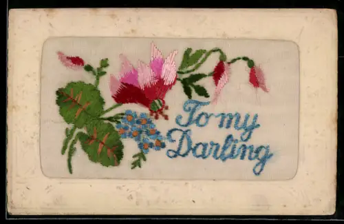 Seidenstick-AK Blumenzweige, To my Darling