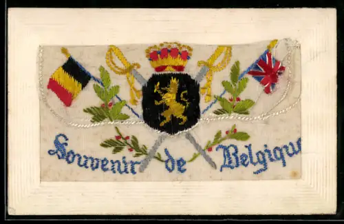 Seidenstick-AK Belgique, Wappen mit Flaggen