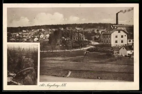 AK Alt-Nagelberg /N.Ö., Panorama mit Fabrik und Ortsansicht