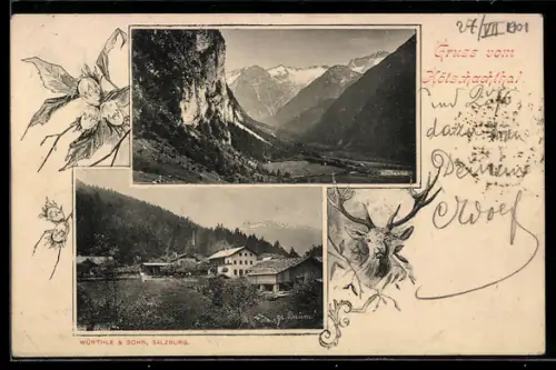 AK Bad Gastein, Kötschachtal, Talpanorama, Gasthaus Grüner Baum