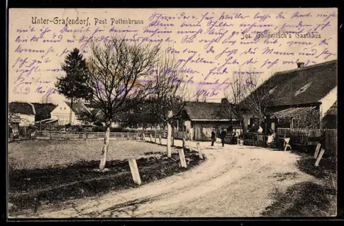 AK Unter-Grafendorf, Strassenpartie mit Jos. Gollonitsch`s Gasthaus