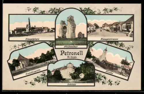 AK Petronell /N.-Ö., Hauptplatz, Schloss, Kirche