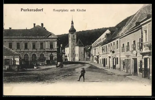 AK Purkersdorf, Hauptplatz mit Kirche