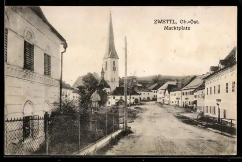 AK Zwettl /Ob.-Öst., Marktplatz