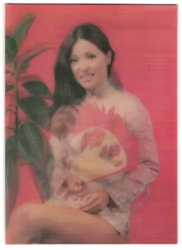 3D-AK nackte Asiatin mit Fächer