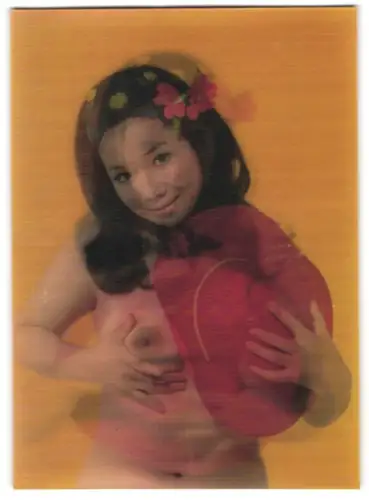 3D-AK Hübsche Frau mit Hut und entblösster Brust