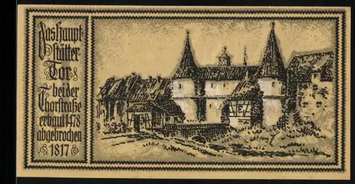 Notgeld Stuttgart 1922, 50 Pfennig, Pferd und Hauptstätter Tor