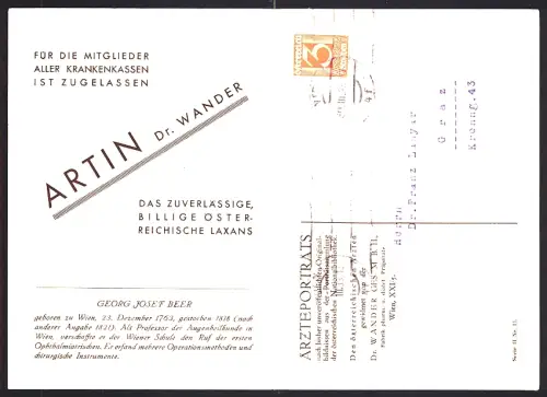 Klapp-AK Reklame für Medikament Alucol von Dr. Wander mit Portrait von Joseph Georg Beer