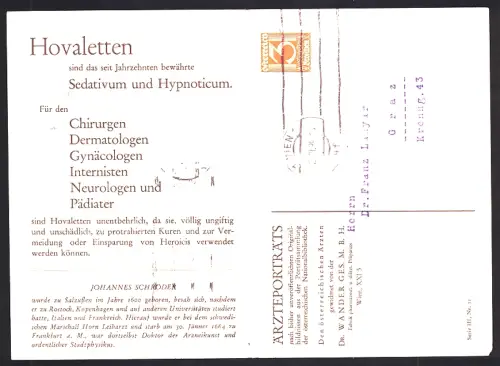 Klapp-AK Reklame für Sedativum Hovaletten von Dr. Wander mit Portrait von Johannes Schröder