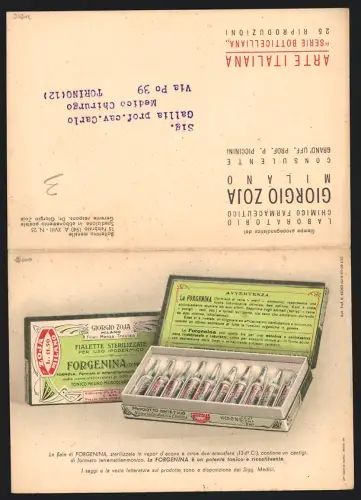 Klapp-AK Milano, Reklame für Stärkungsmittel La Forgenina von Giorgio Zoja mit Ritratto di donna von Botticelli