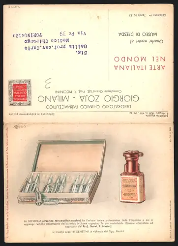 Klapp-AK Reklame für Stärkungsmittel La Genetina mit Portrait von Carlo Dolci, Santa Cecilia