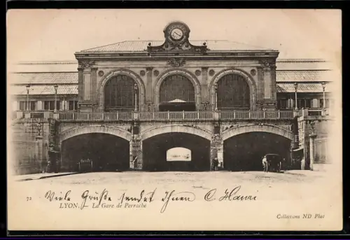 AK Lyon, La Gare de Perrache, Bahnhof