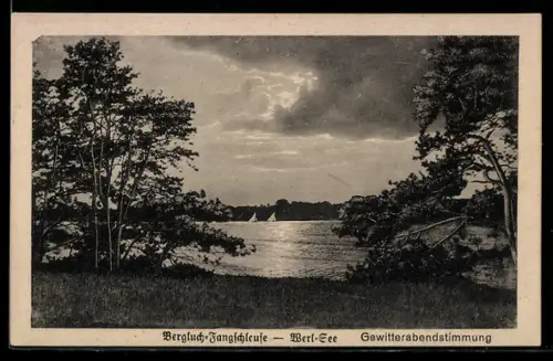 AK Alt-Buchhorst i. M., Bergluch-Fangschleuse, Werl-See, Gewitterabendstimmung