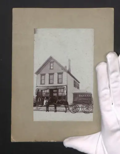 Fotografie Ansicht Buffalo /NY, Bäkerei Joseph Lauerhamer in der 1314 Filmore Ave., mit Lieferwagen / Pferdekarren