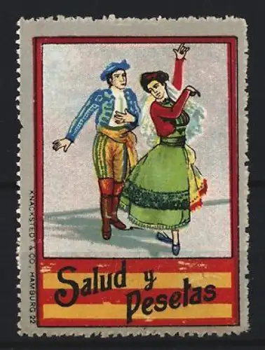 Reklamemarke Salud y Pesetas, Tanzendes Paar