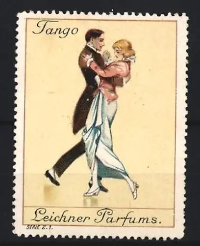 Reklamemarke Leichner Parfums, Tango tanzendes Paar