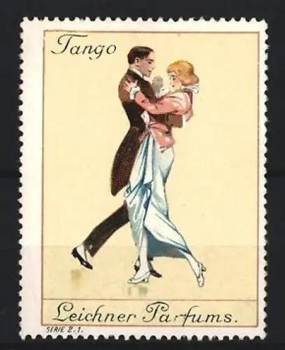 Reklamemarke Leichner Parfums, Tango tanzendes Paar