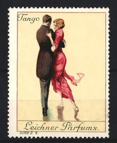 Reklamemarke Leichner Parfums, Paar beim Tango