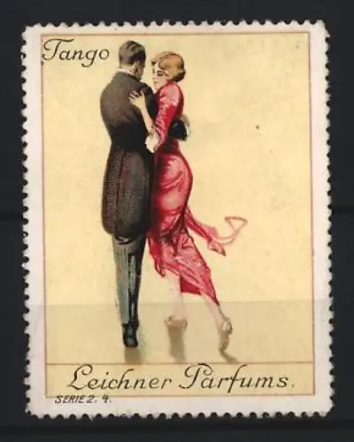 Reklamemarke Leichner Parfums, Tango tanzendes Paar