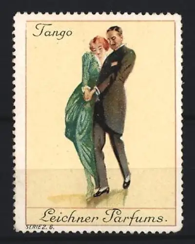Reklamemarke Leichner Parfums, Tanzendes Paar im Tango