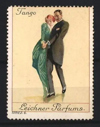 Reklamemarke Leichner Parfums, Tanzpaar beim Tango