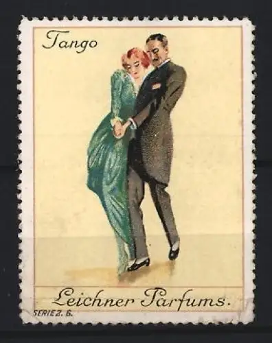 Reklamemarke Leichner Parfums, Tango tanzendes Paar