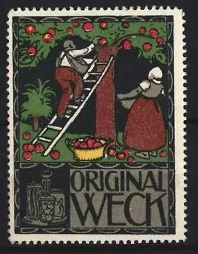 Reklamemarke Weck, Frischhaltung und Einmachgläser, Apfelernte