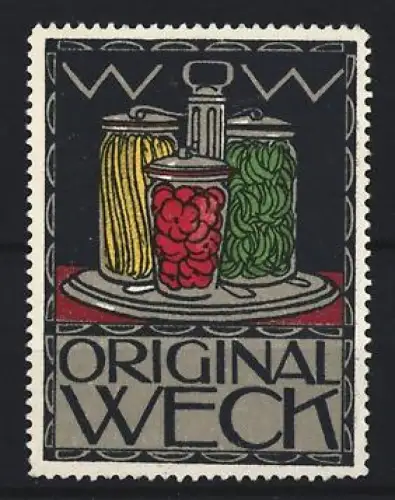 Reklamemarke Weck, Frischhaltung und Einmachgläser, Einmachgläser mit Gemüse