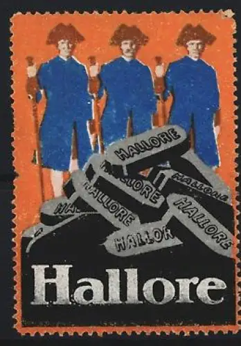 Reklamemarke Hallore, Schokolade, Soldaten in Uniform