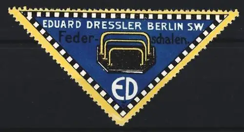 Reklamemarke Berlin, Eduard Dressler, Federschalen, Symbol: Federschalen