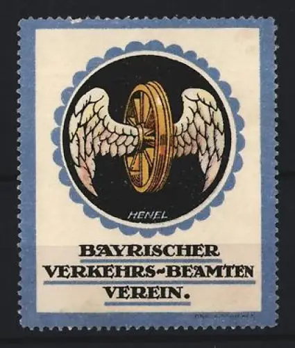 Reklamemarke Henel, Bayern, Bayrischer Verkehrs-Beamten Verein, Flügelrad