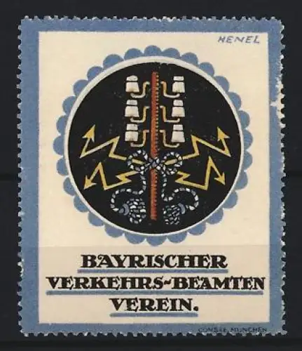 Reklamemarke Henel, Bayern, Bayrischer Verkehrs-Beamten-Verein, Strommast
