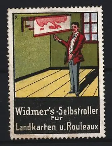 Reklamemarke Widmer`s Selbstroller, Landkarten u. Rouleaux
