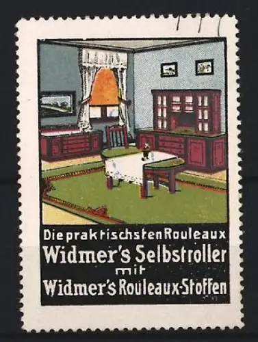 Reklamemarke Widmer`s Selbstroller, Innenraumgestaltung