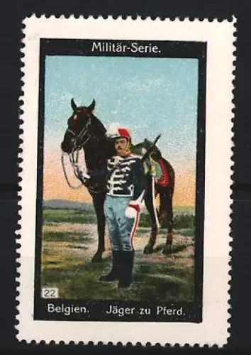Reklamemarke Belgien, Jäger zu Pferd, Militär-Serie