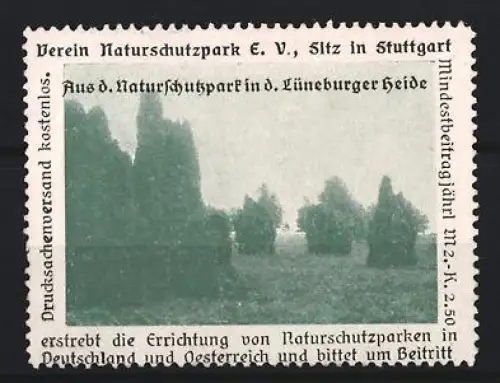 Reklamemarke Stuttgart, Verein Naturschutzpark E. V., Lüneburger Heide