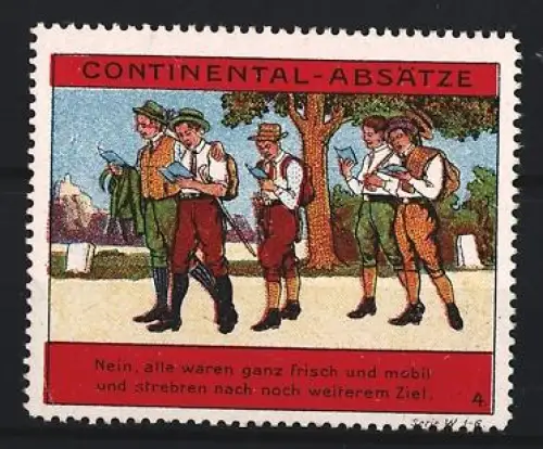 Reklamemarke Continental-Absätze, Wanderer in Tracht