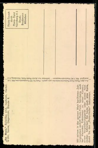 AK Segelboot auf dem Rhein, Fotoapparat Rolleiflex von Photo-Porst