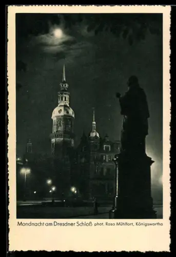 AK Dresden, Mondnacht am Dresdner Schloss, Fotoapparat von Photo-Porst