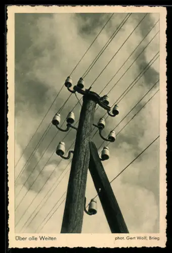 AK Telegraphenmast über alle Weiten, Fotoapparat Tessar von Photo-Porst