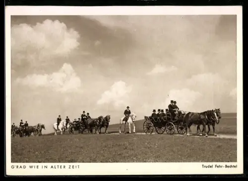 AK Pferdewägen wie in alter Zeit, Fotoapparat Exacta