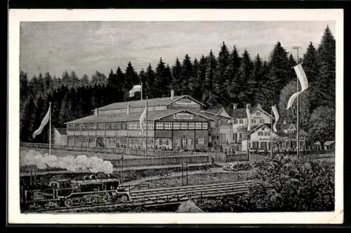 AK Deisenhofen, Gaststätte Kugler-Alm, Bahnlinie