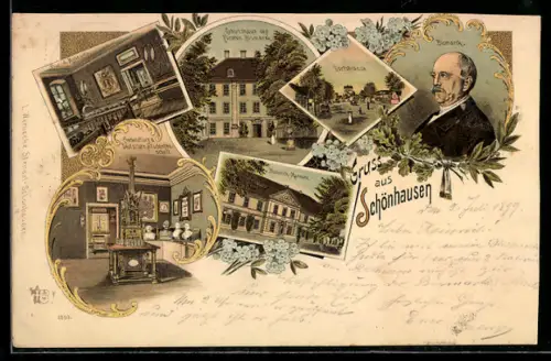 Lithographie Schönhausen, Bismarck-Museum, Credenztisch der Deutschen Studentenschaft